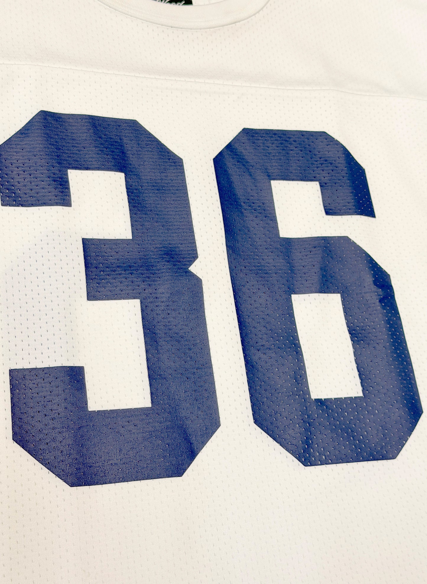 WOODBLOCK 36 S/S CREW NECK MESH FOOTBALL SHIRT WHITE/NAVY (WB-26SS-020)