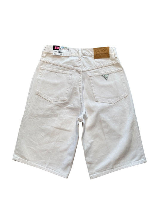 (SUP-384) DEADSTOCK GUESS WHITE DENIM JORTS - MADE IN U.S.A. (w30)