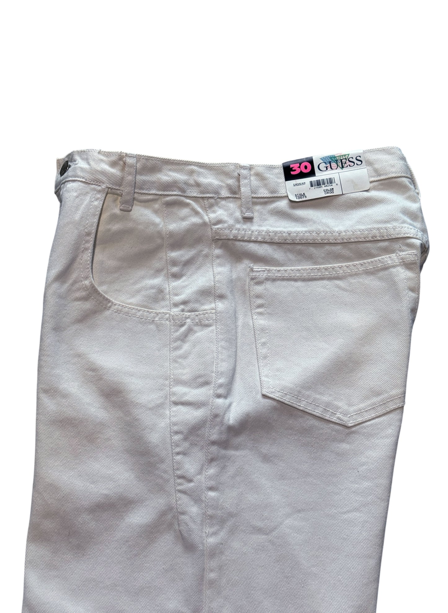 (SUP-384) DEADSTOCK GUESS WHITE DENIM JORTS - MADE IN U.S.A. (w30)