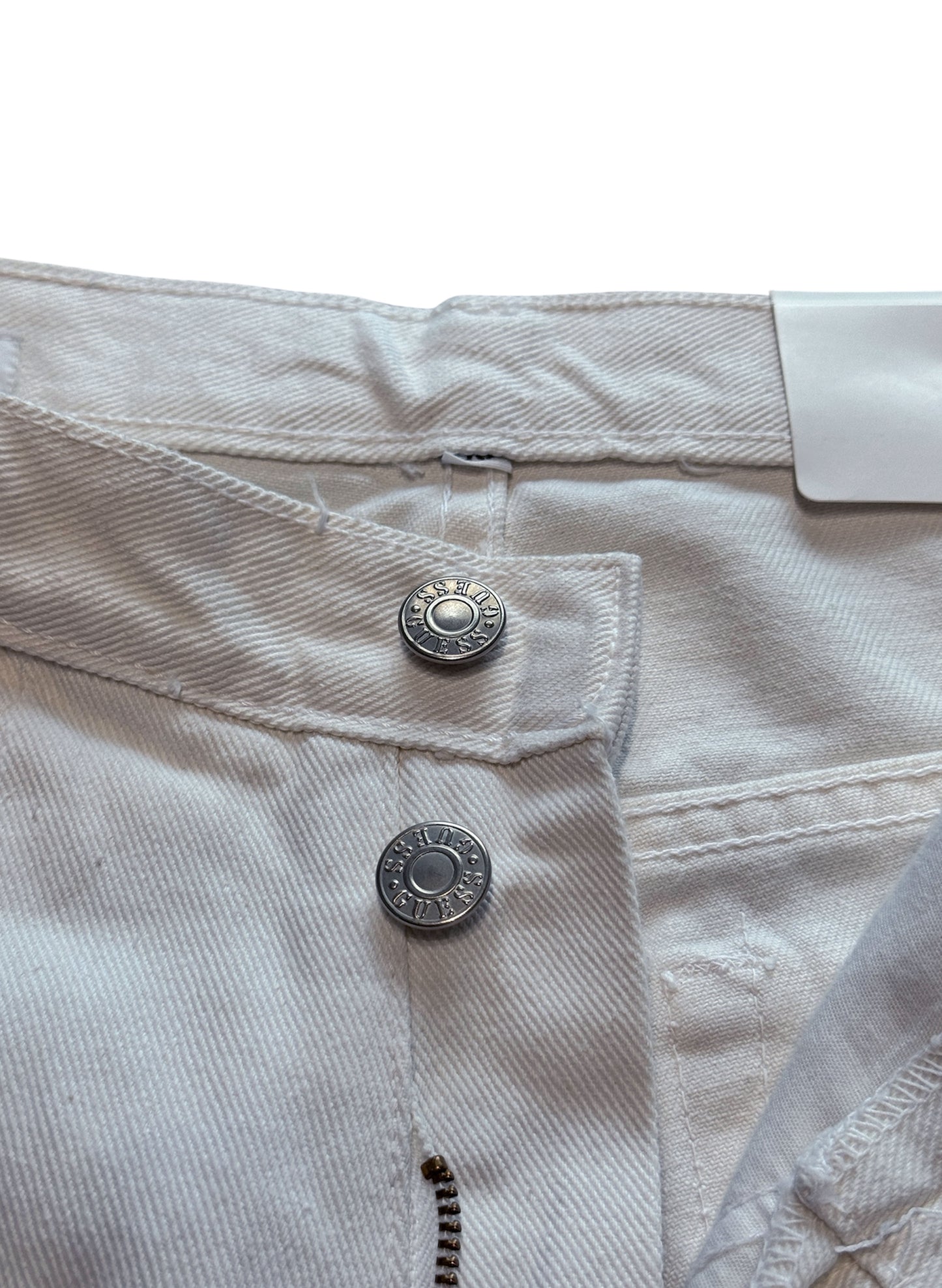 (SUP-384) DEADSTOCK GUESS WHITE DENIM JORTS - MADE IN U.S.A. (w30)