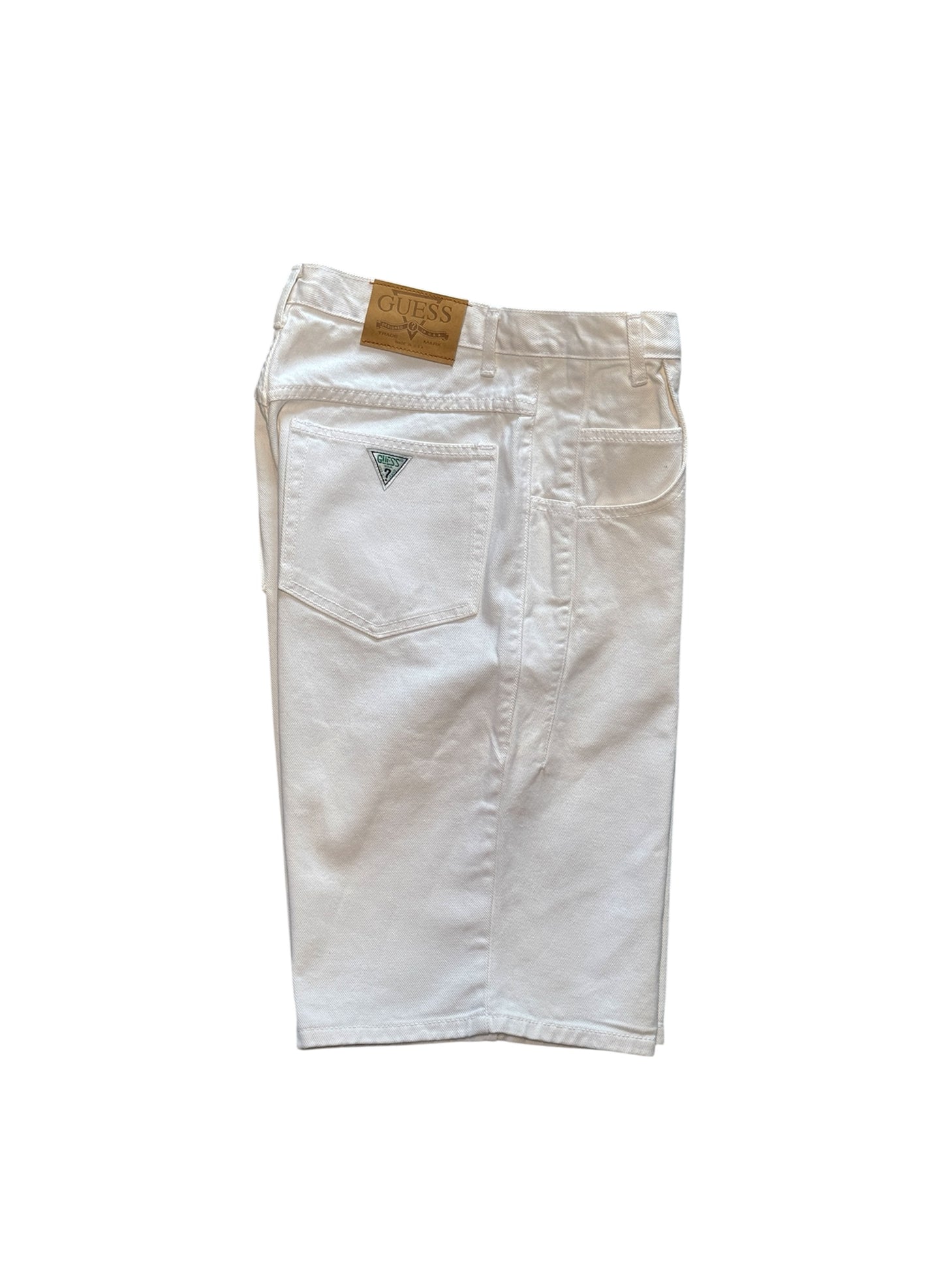 (SUP-385) DEADSTOCK GUESS DENIM JORTS "NATURAL" - MADE IN U.S.A. (w32)