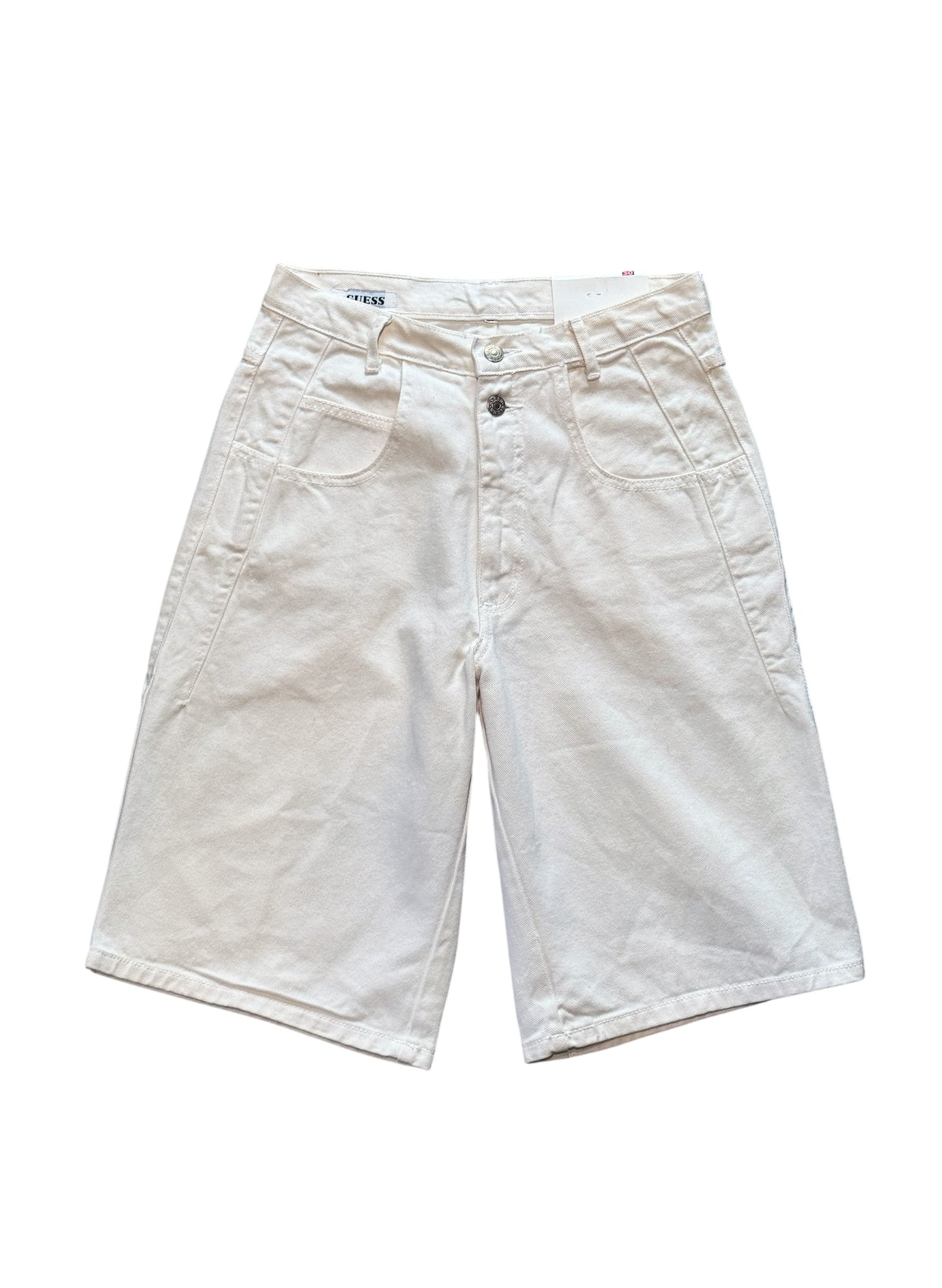 (SUP-384) DEADSTOCK GUESS WHITE DENIM JORTS - MADE IN U.S.A. (w30)