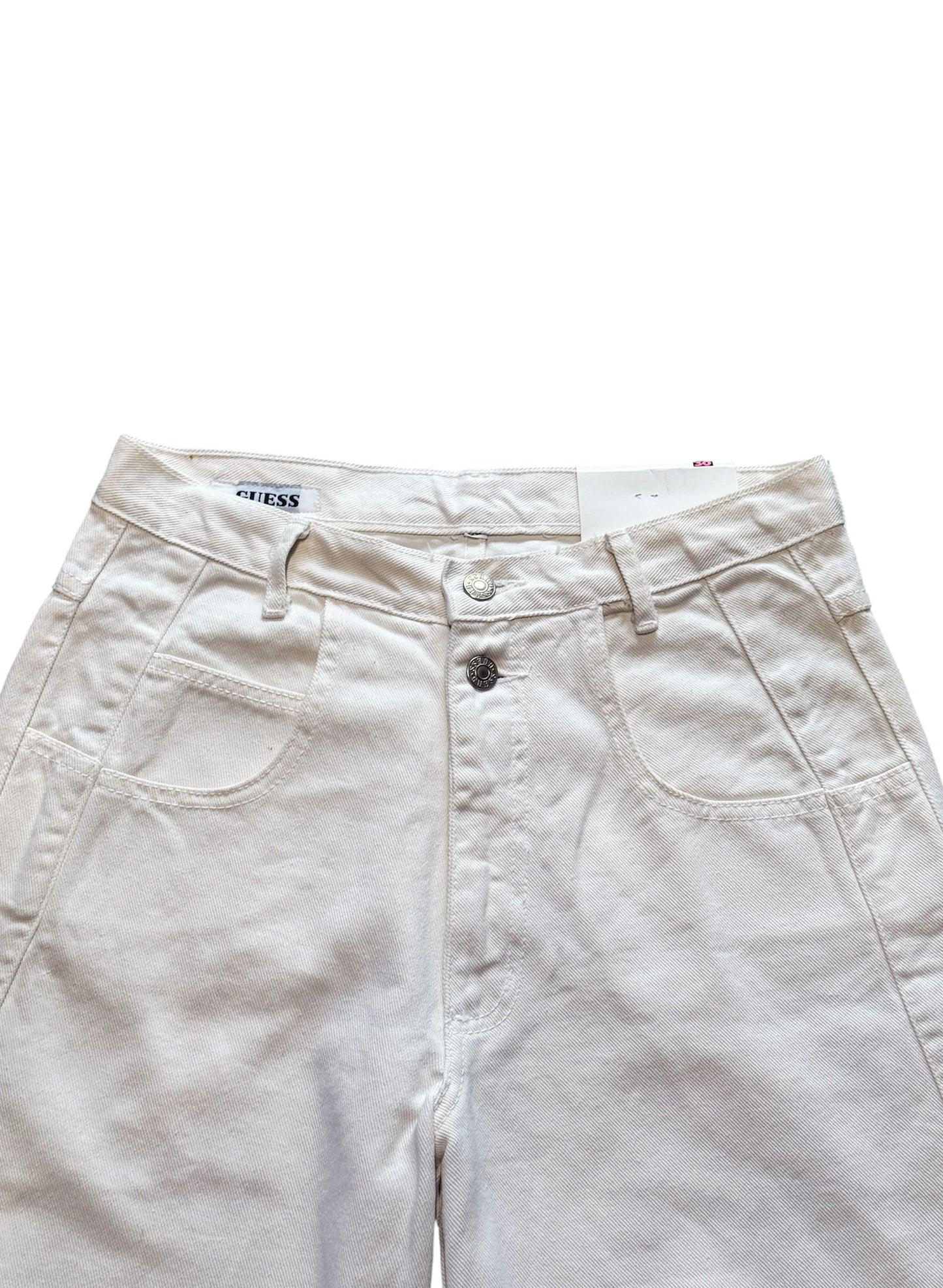 (SUP-384) DEADSTOCK GUESS WHITE DENIM JORTS - MADE IN U.S.A. (w30)