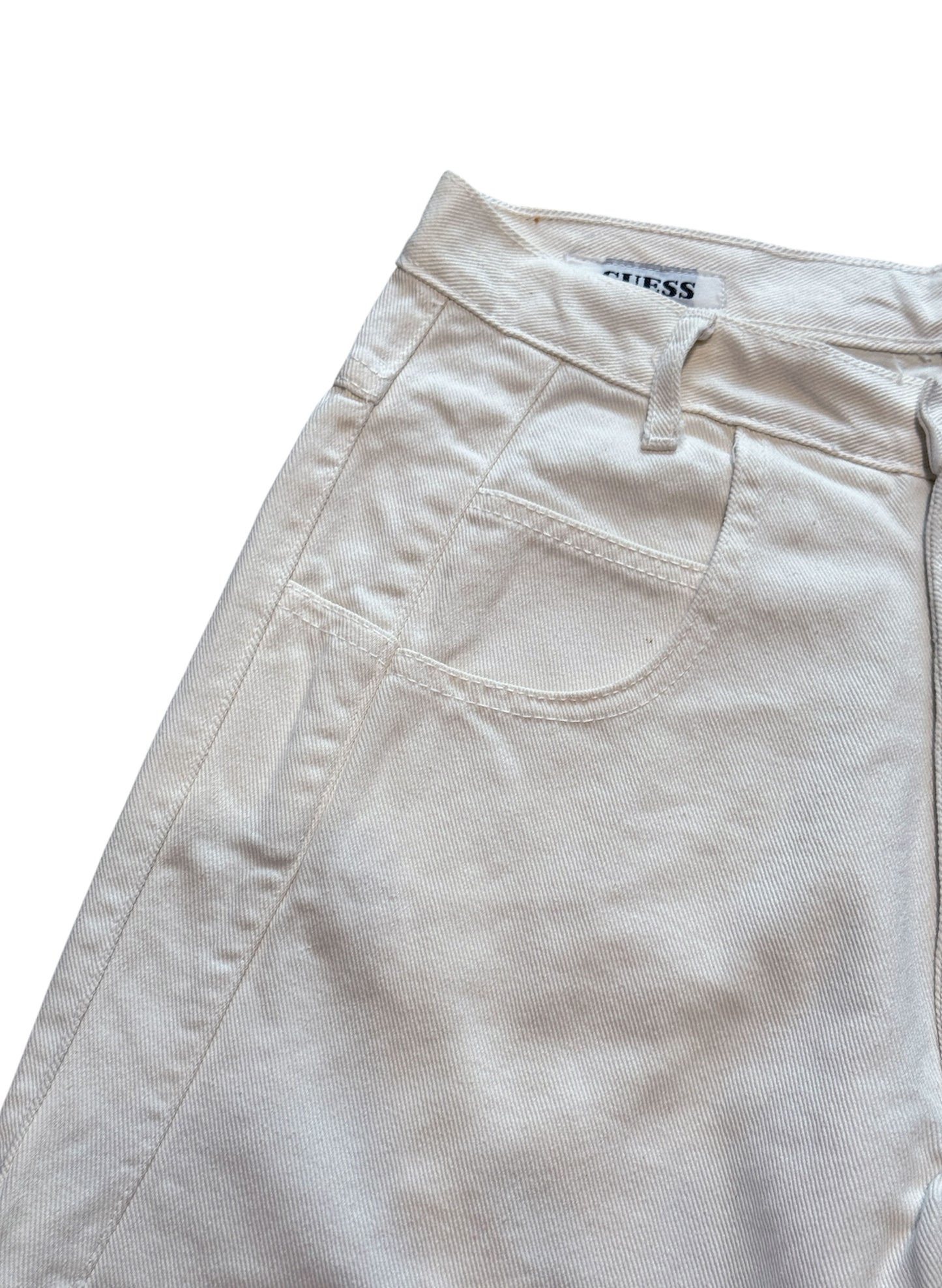 (SUP-384) DEADSTOCK GUESS WHITE DENIM JORTS - MADE IN U.S.A. (w30)