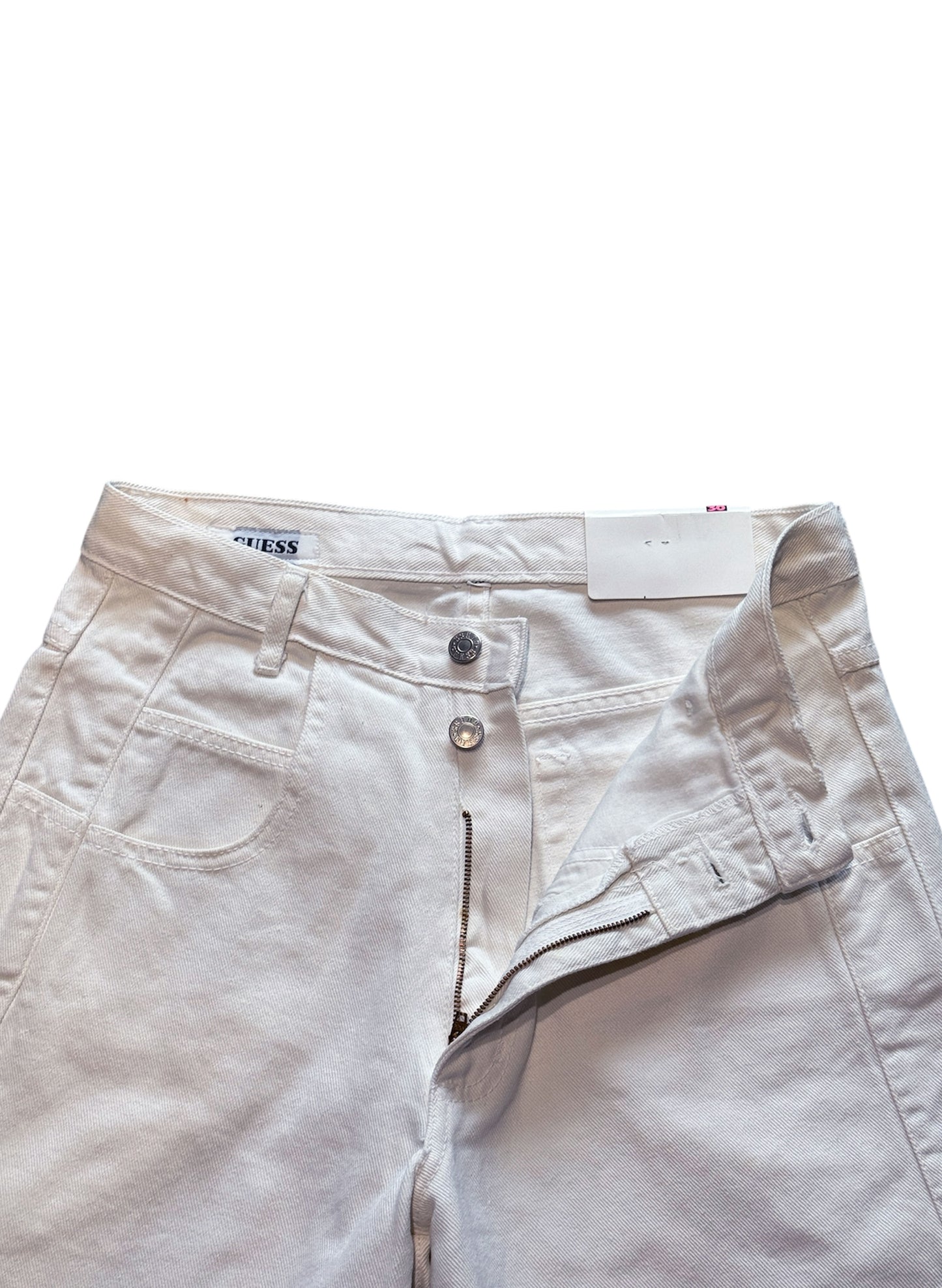 (SUP-384) DEADSTOCK GUESS WHITE DENIM JORTS - MADE IN U.S.A. (w30)