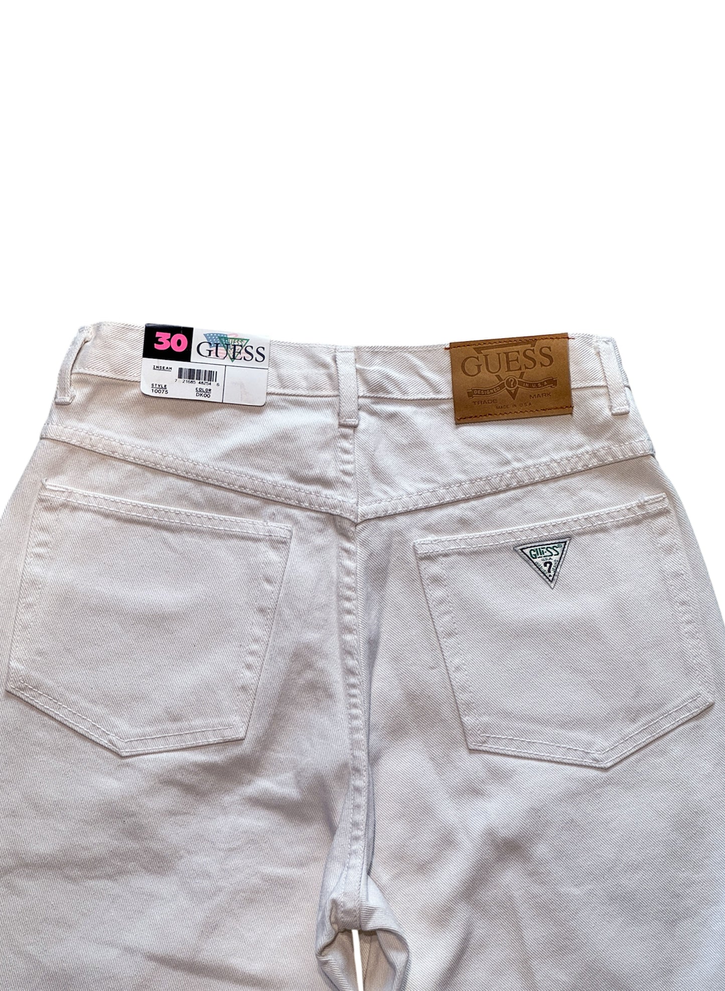 (SUP-384) DEADSTOCK GUESS WHITE DENIM JORTS - MADE IN U.S.A. (w30)