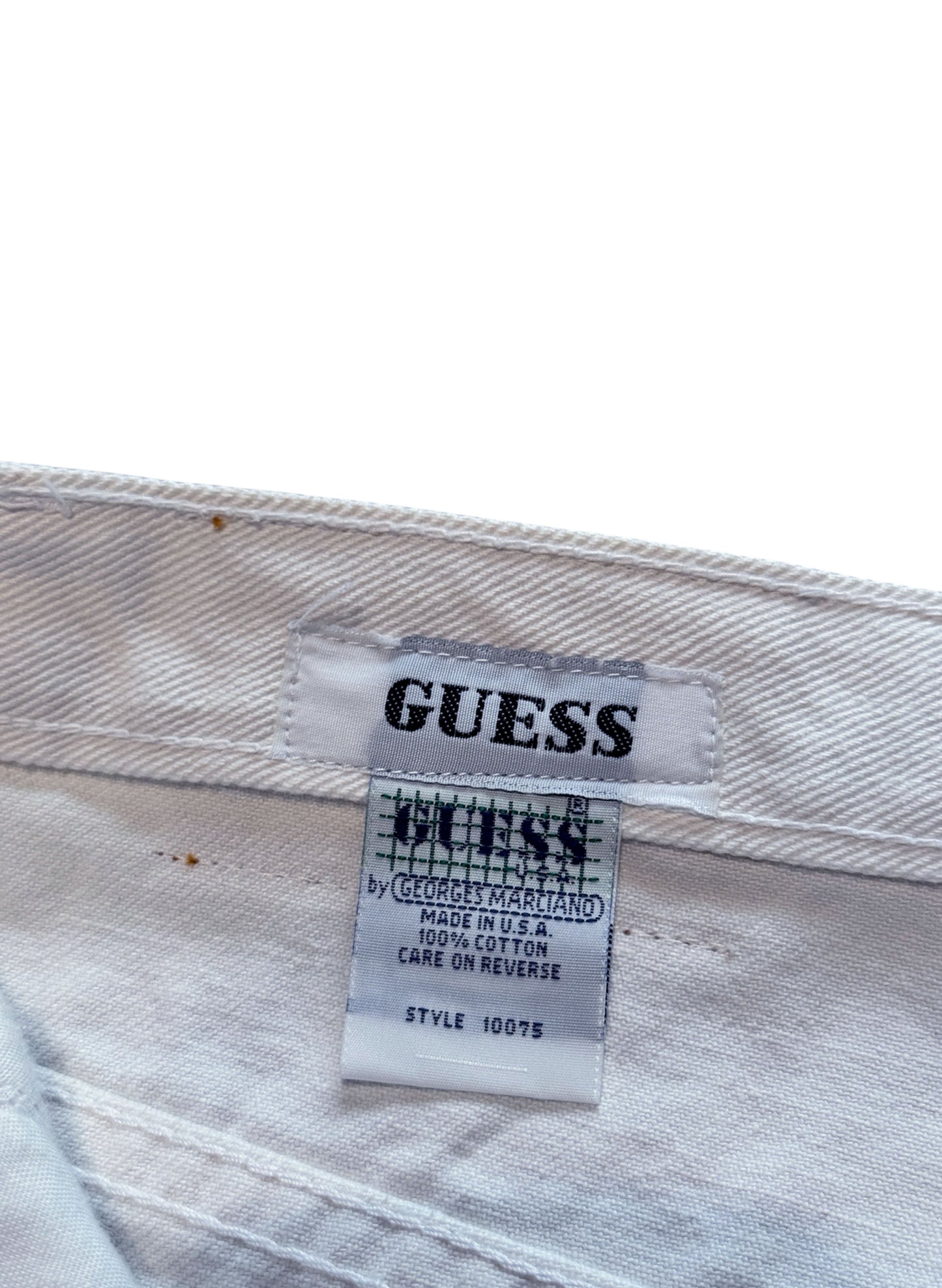 (SUP-384) DEADSTOCK GUESS WHITE DENIM JORTS - MADE IN U.S.A. (w30)