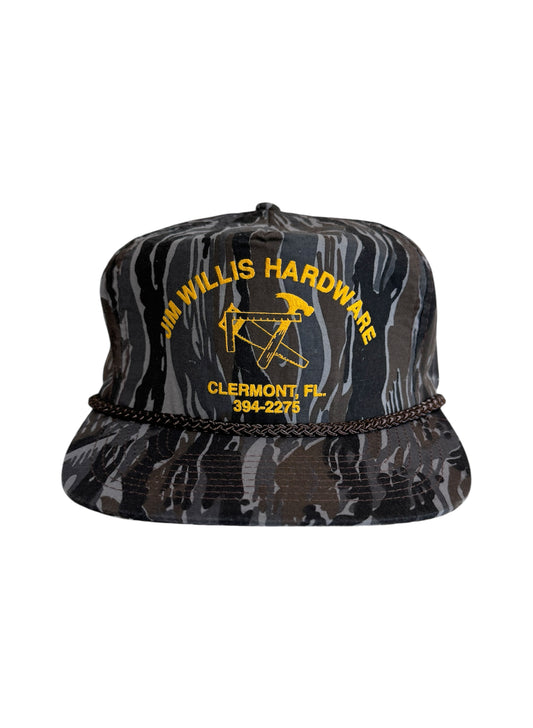 (SUP-213) VINTAGE TRUCKER CAP JIM WILLIS HARDWARE - CAMO