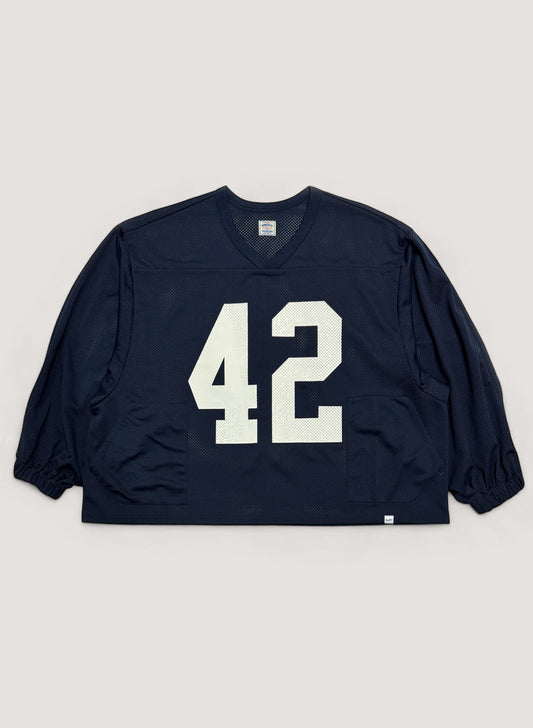 WOODBLOCK 42 MESH FOOTBALL LS SHIRT NAVY/WHITE (WB-25SS-004)