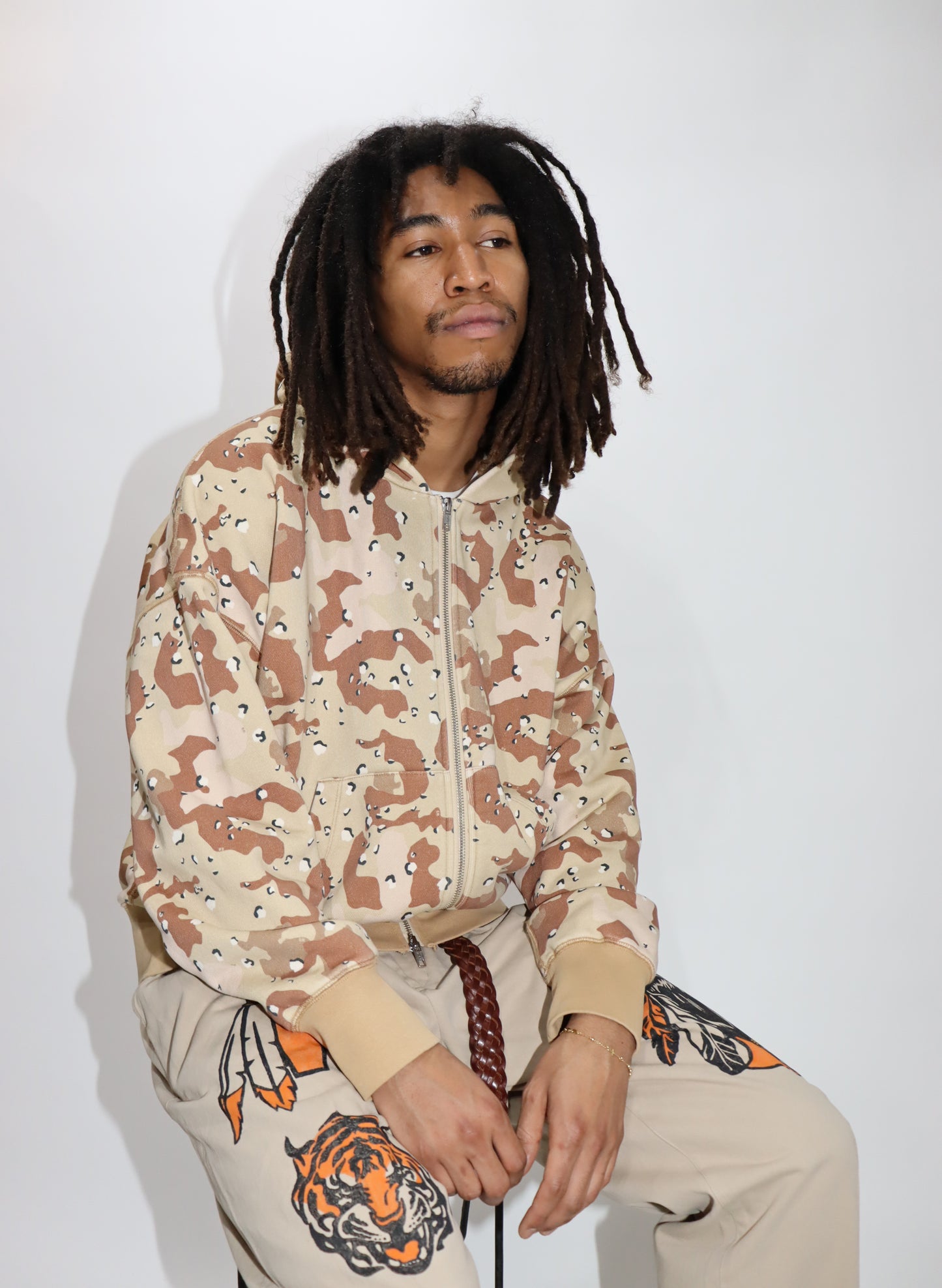 WOODBLOCK W-ZIP SWEAT HOODIE CHOCOTIP CAMO (WB-25SS-007)
