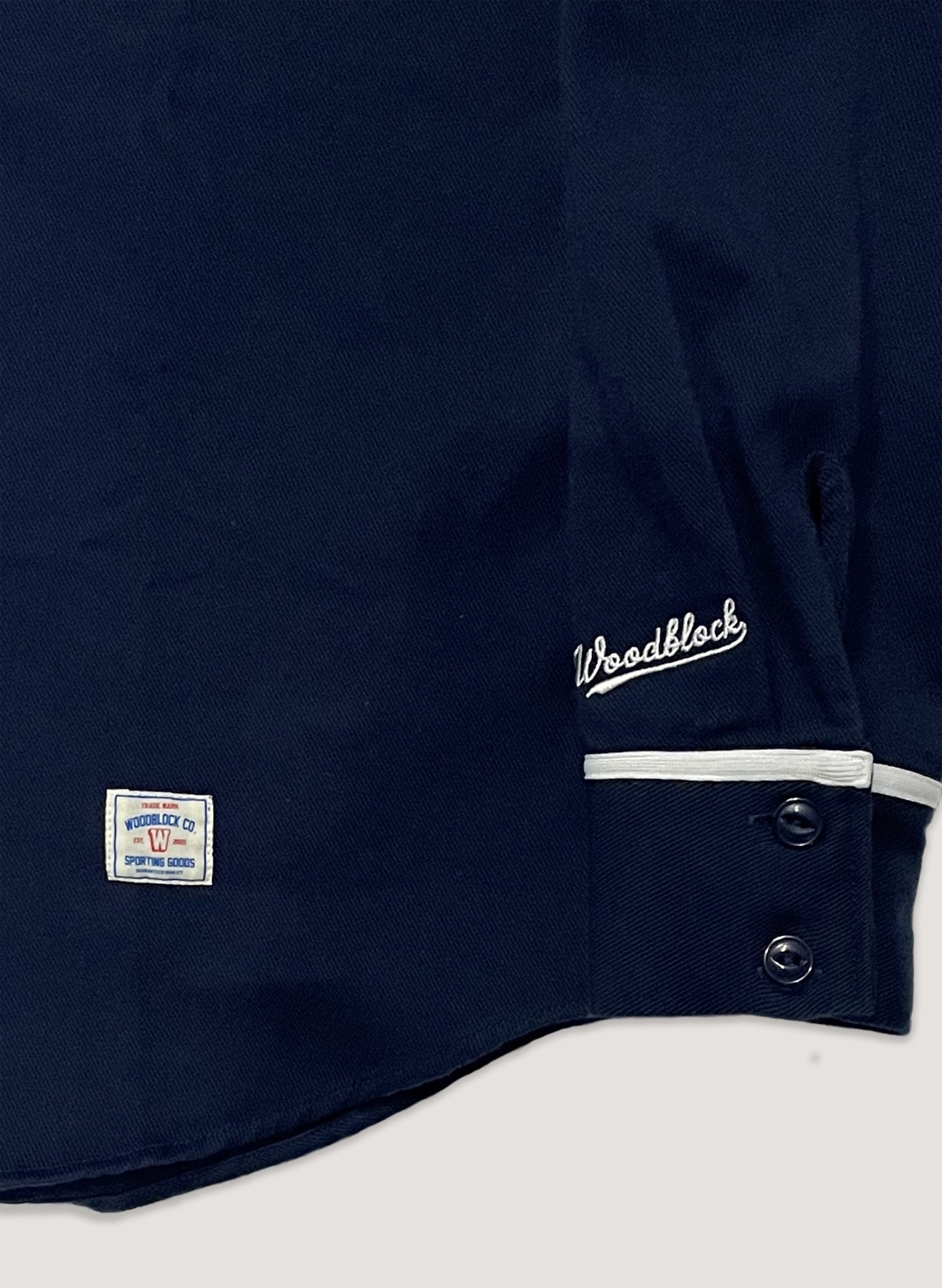 WOODBLOCK FELT PATCHED LS BASEBALL SHIRT NAVY(WB-23AW-020)