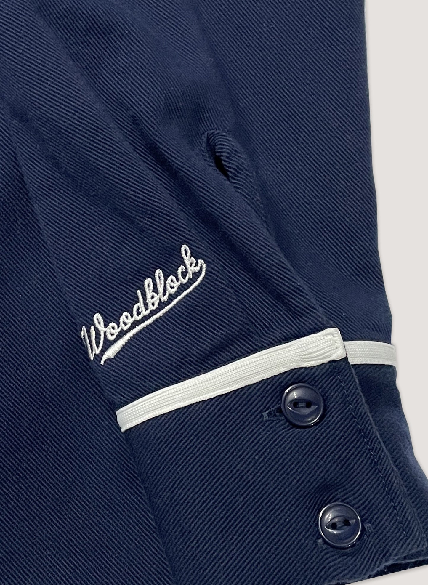WOODBLOCK FELT PATCHED LS BASEBALL SHIRT NAVY(WB-23AW-020)