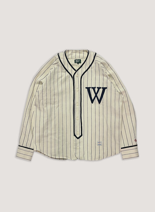 WOODBLOCK FELT PATCHED LS BASEBALL SHIRT STRIPE(WB-23AW-020)