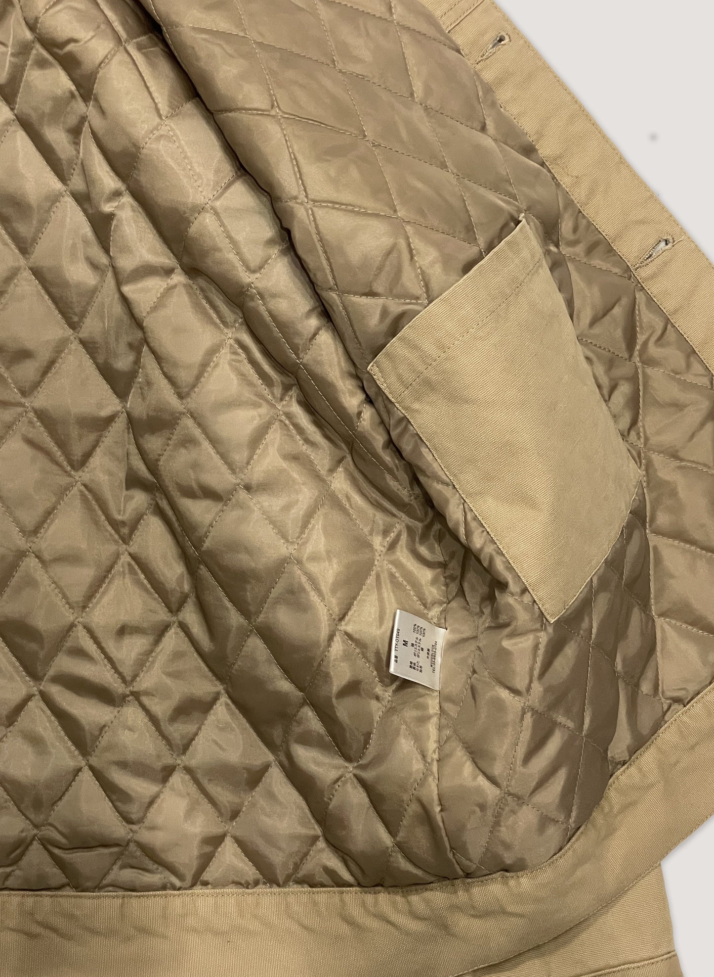 WOODBLOCK 1st TYPE QUILTING LINING DUCK JACKET BEIGE(WB-23AW-038)