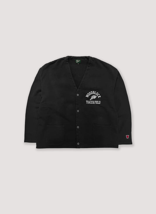 WOODBLOCK SUN FADED SWEAT CARDIGAN (23SS-001-BLACK)