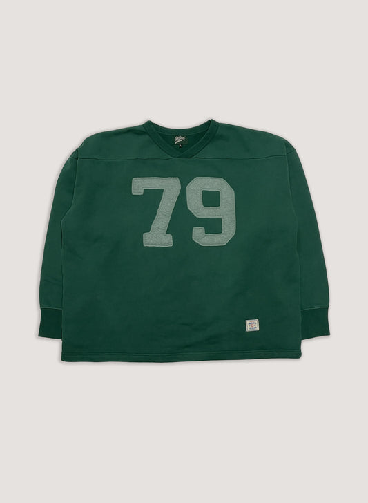 WOODBLOCK 79 FELT PATCHED PIGMENT FOOTBALL SWEAT GREEN (WB-23AW-037)