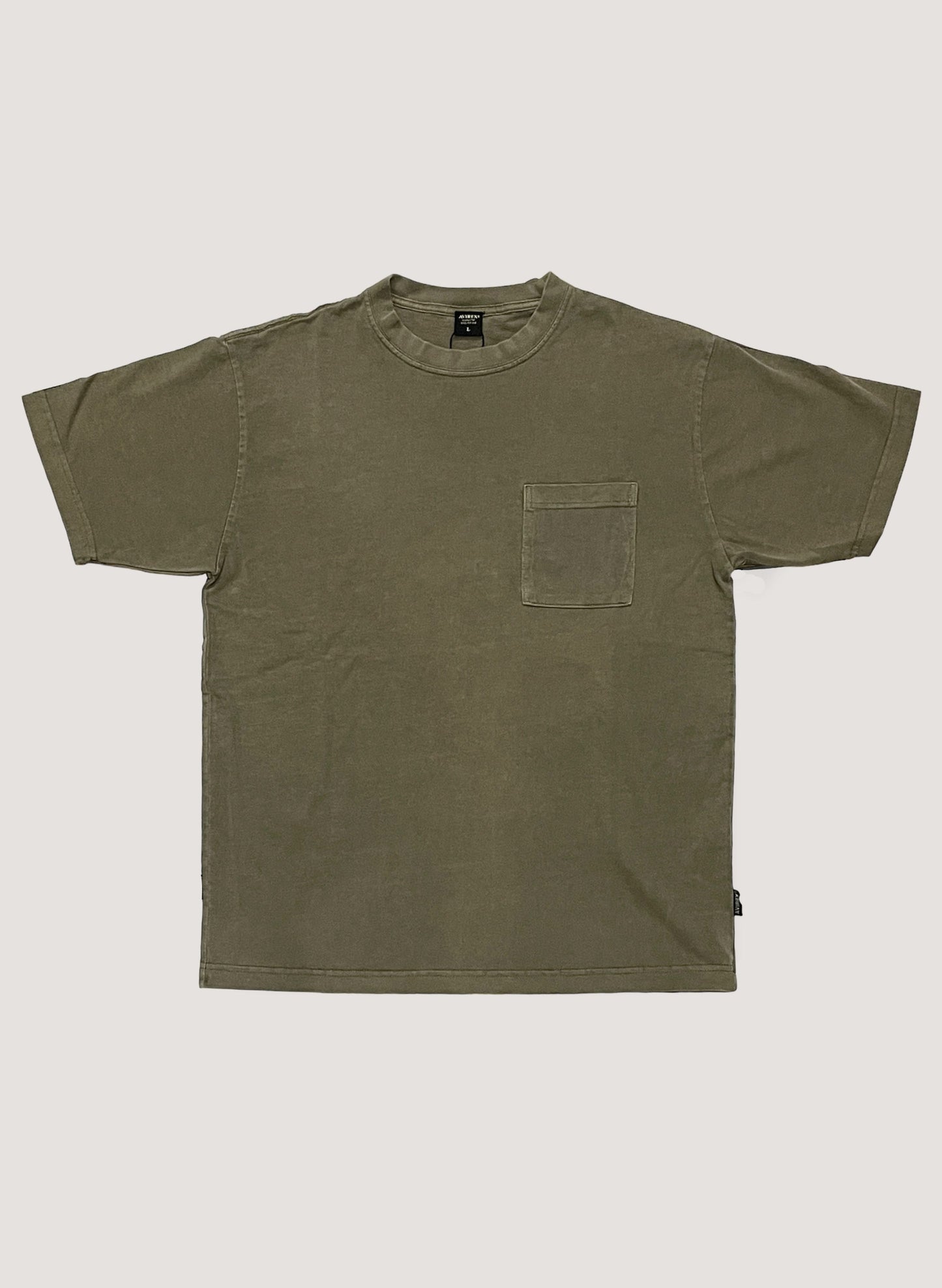 AVIREX x WOODBLOCK FADE WASH TEE OLIVE (WB-23SS-A01)
