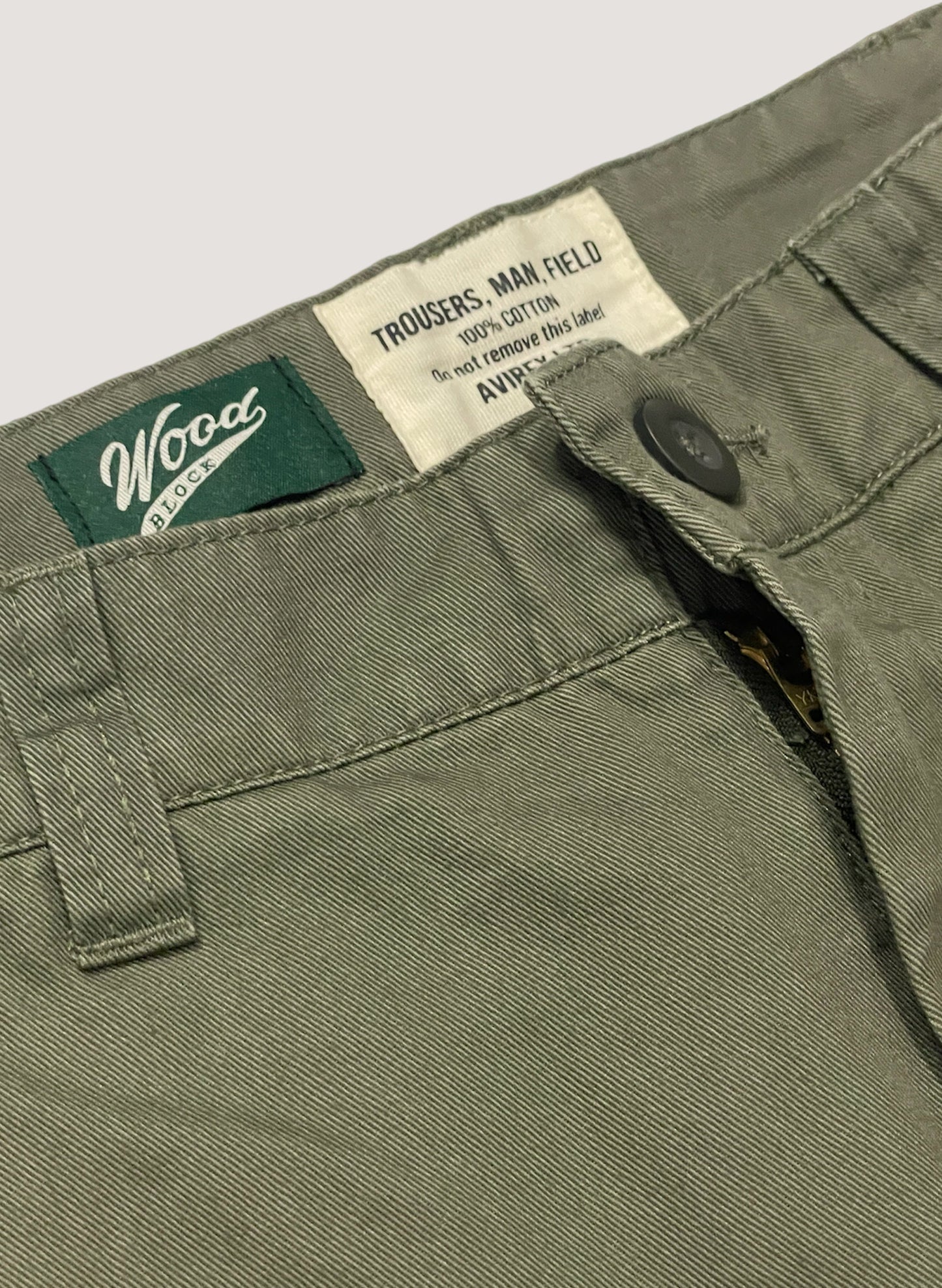 AVIREX x WOODBLOCK ICONIC CHINO TROUSERS OLIVE (WB-23SS-A02)