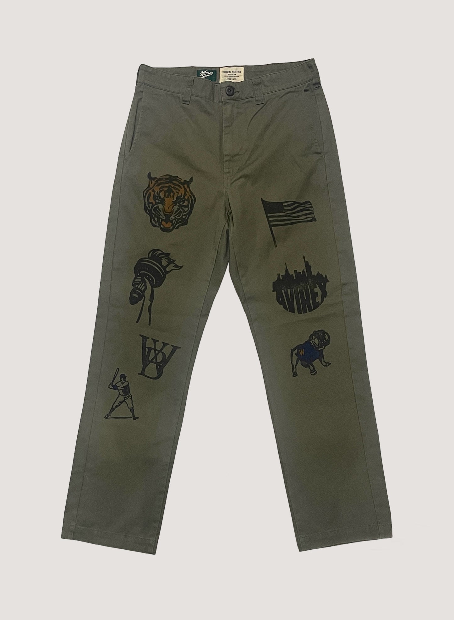 AVIREX x WOODBLOCK ICONIC CHINO TROUSERS OLIVE (WB-23SS-A02)