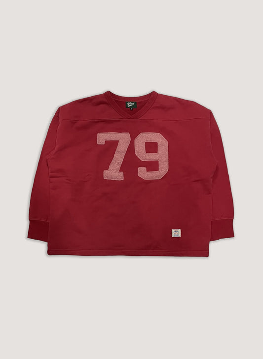 WOODBLOCK 79 FELT PATCHED PIGMENT FOOTBALL SWEAT RED (WB-23AW-037)