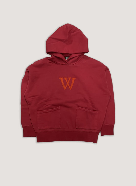 WOODBLOCK W FELT PATCHED PIGMENT SWEAT HOODIE RED (WB-23AW-036)
