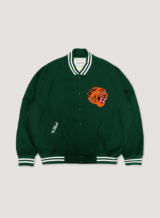 WOODBLOCK + BUTWIN COTTON VARSITY JACKET (TIGER / GREEN)(23SS-011)