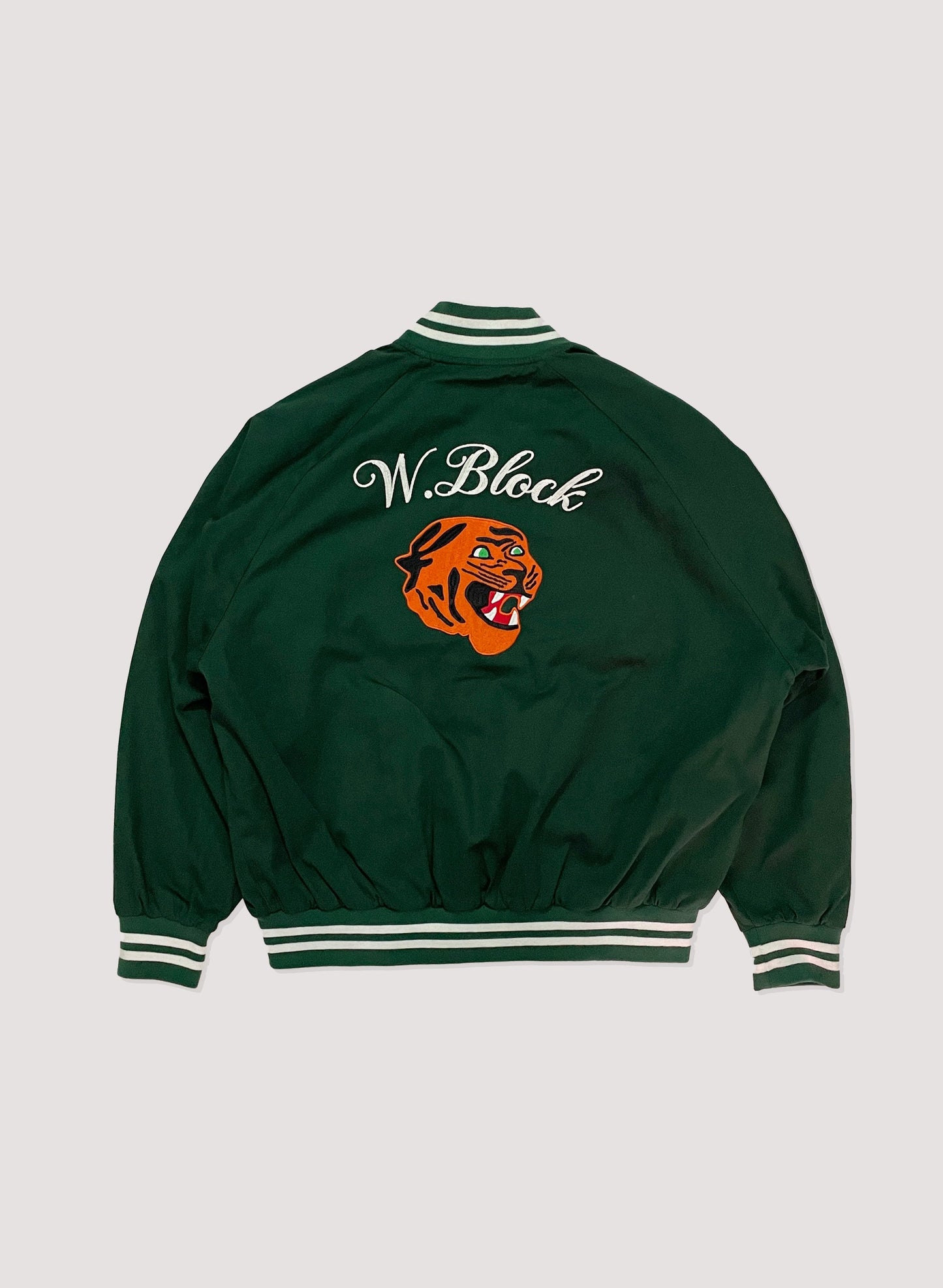 WOODBLOCK + BUTWIN COTTON VARSITY JACKET (TIGER / GREEN)(23SS-011)