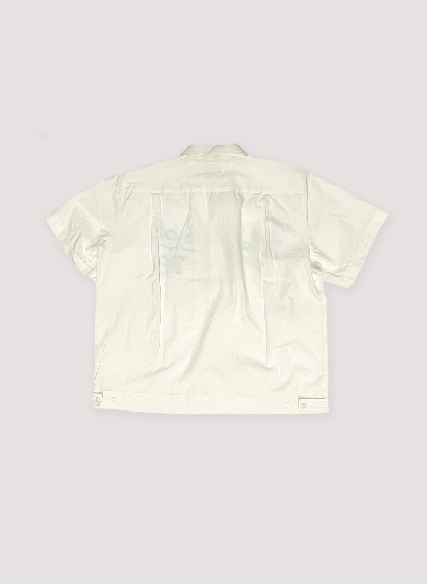 WOODBLOCK S/S OPEN COLLAR SHIRT WITH FELT PATCHES OFF WHITE(23SS-016)