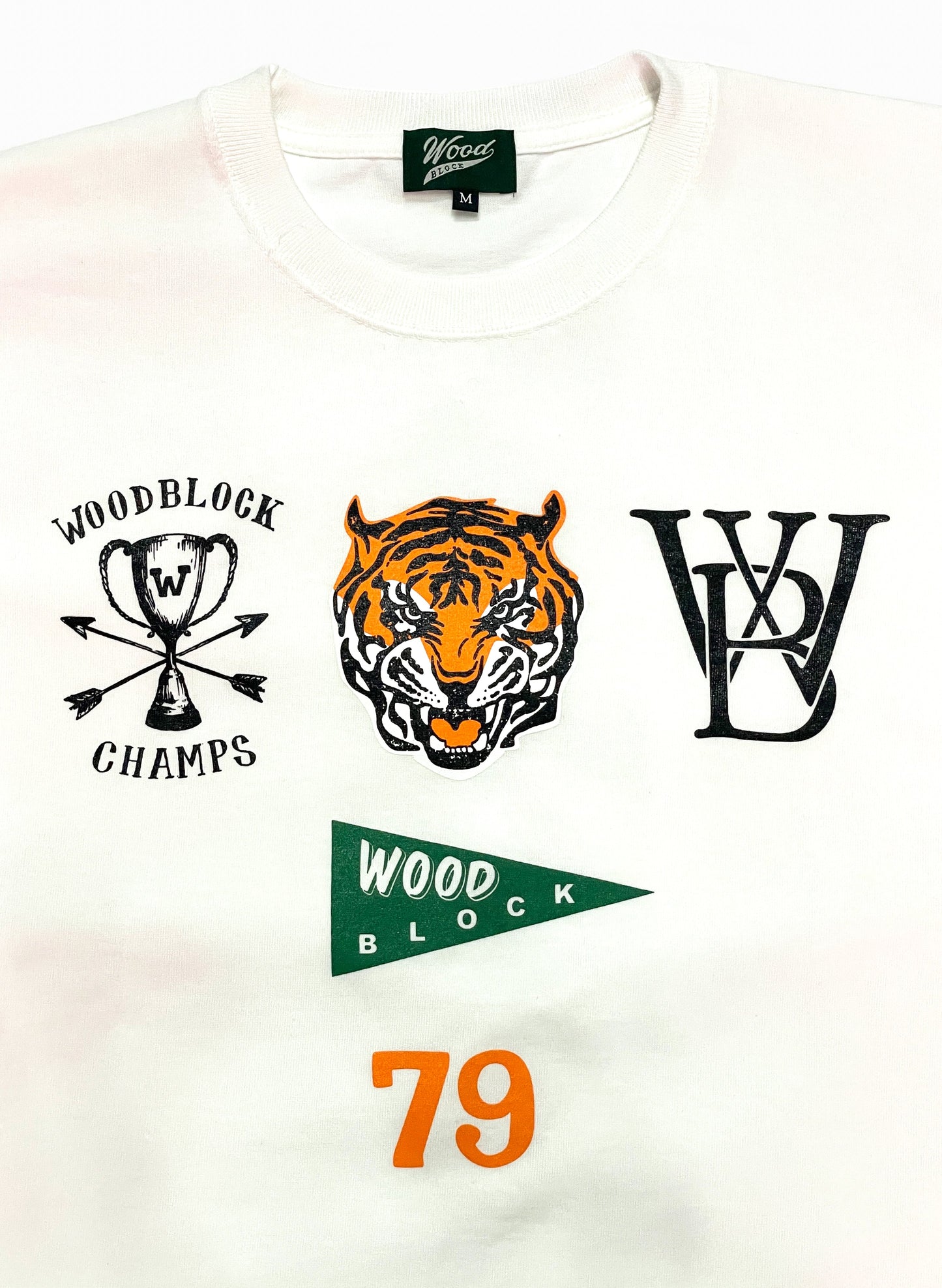 WOODBLOCK TIGER PENNANT T-SHIRT WHITE(WB-23SS-20)