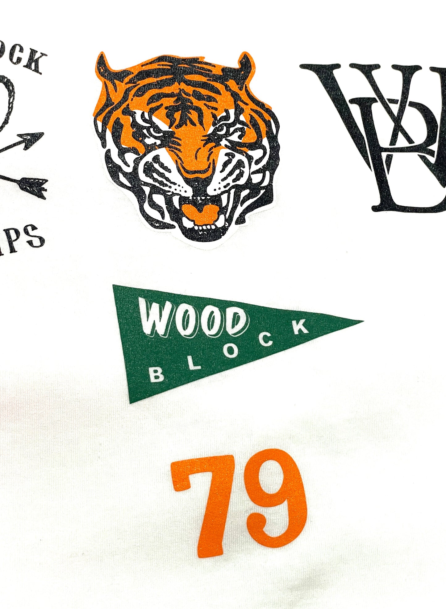 WOODBLOCK TIGER PENNANT T-SHIRT WHITE(WB-23SS-20)
