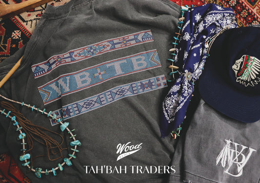 WOODBLOCK × Tah‘Bah TRADERS Beaded Print S/S T-SHIRT