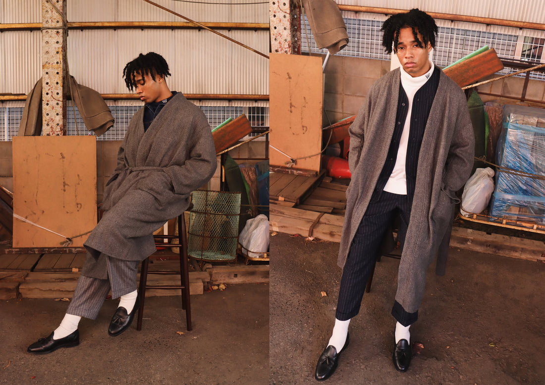 WOODBLOCK x Ichiryu made CUSTOMIZED WOOL BLANKET GOWN COAT