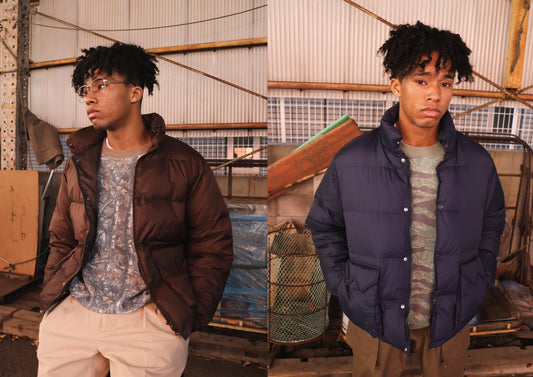 WOODBLOCK W FLAP DOWN VEST & JACKET、THERMAL CREW NECK