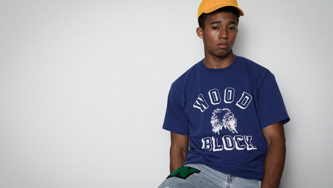 WOODBLOCK CHIEF HEAD COLLEGE LOGO TEE RELEASE.