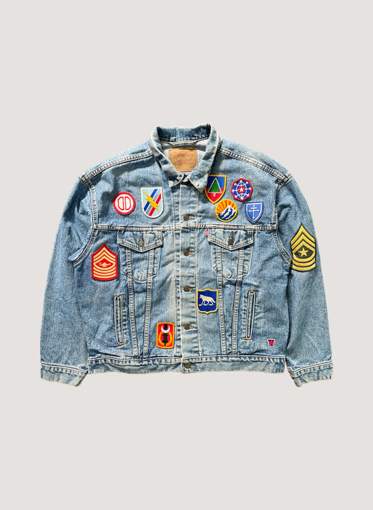 (WB-24SS-047) WOODBLOCK CUSTOMIZED U.S ARMY PATCHED VINTAGE DENIM JACKET