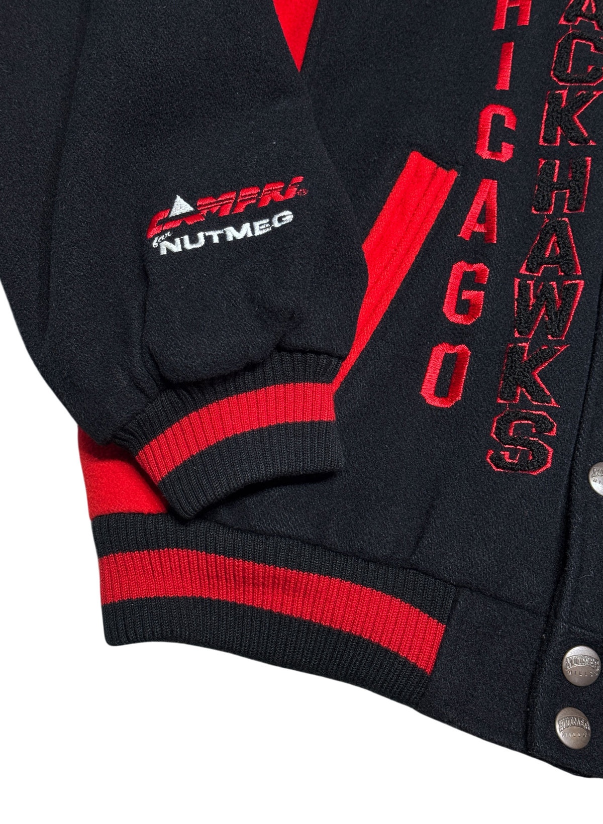(SUP-880) NHL CHICAGO BLACKHAWKS MELTON STADIUM JACKET - M
