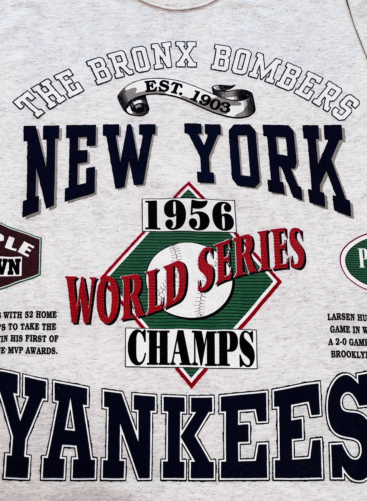 (SUP-759) DEADSTOCK MLB 1956 NEW YORK YANKEES 3/4 SLEEVE TEE - MADE IN U.S.A.