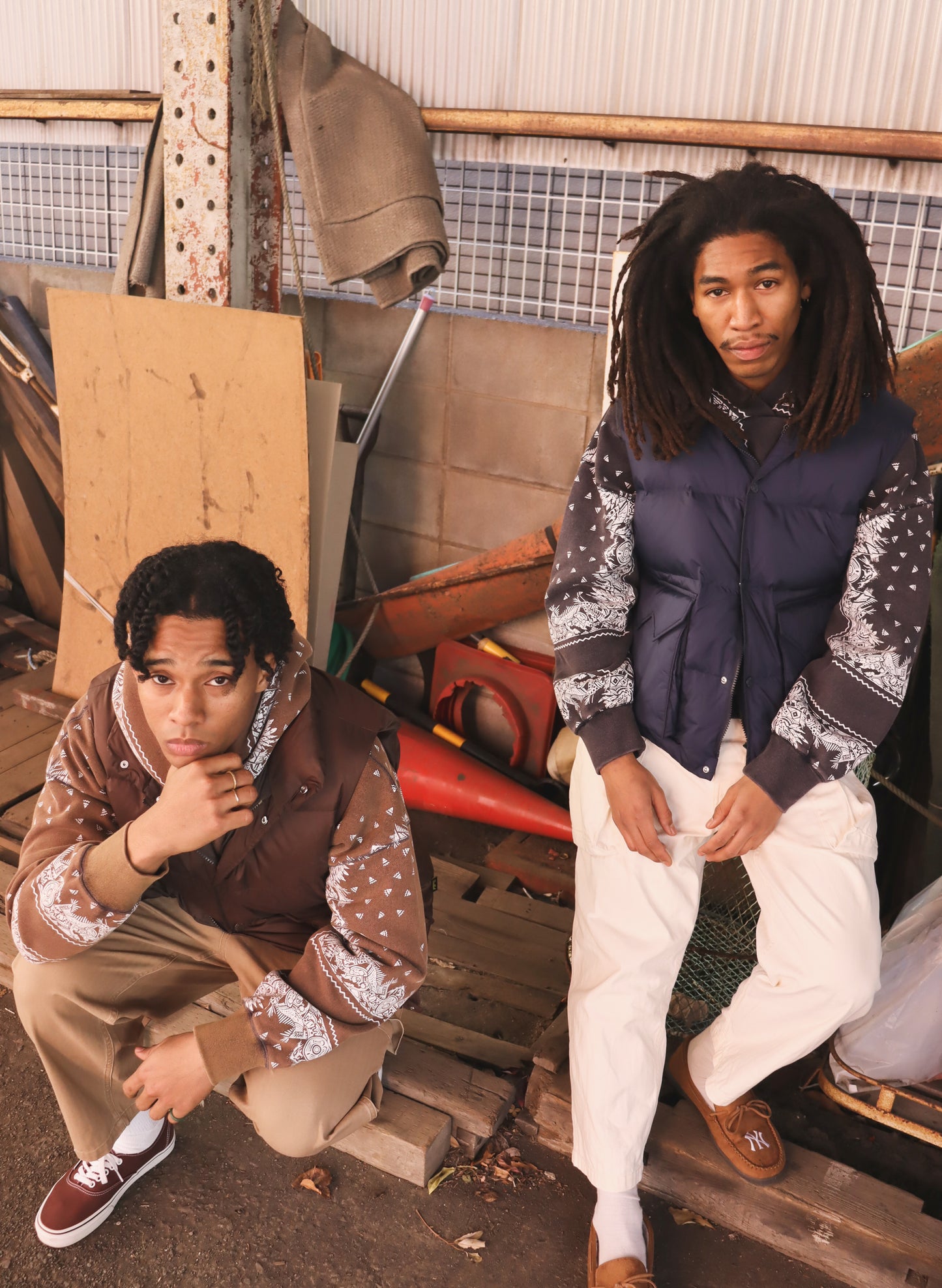 WOODBLOCK BANDANA SWEAT HOODIE NAVY (WB-26SS-001)