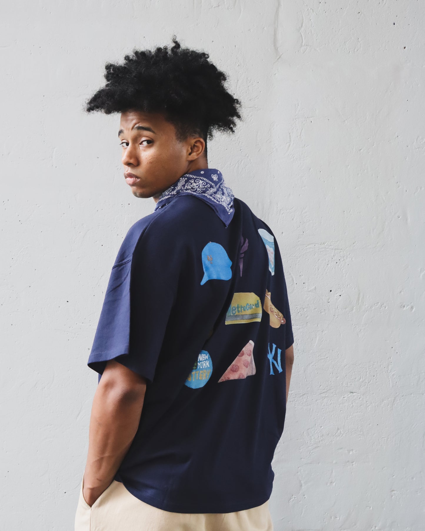 WOODBLOCK x TSUYOSHI YAMANAKA NEW YORK POCKET T-SHIRT NAVY (WB-26SS-024)