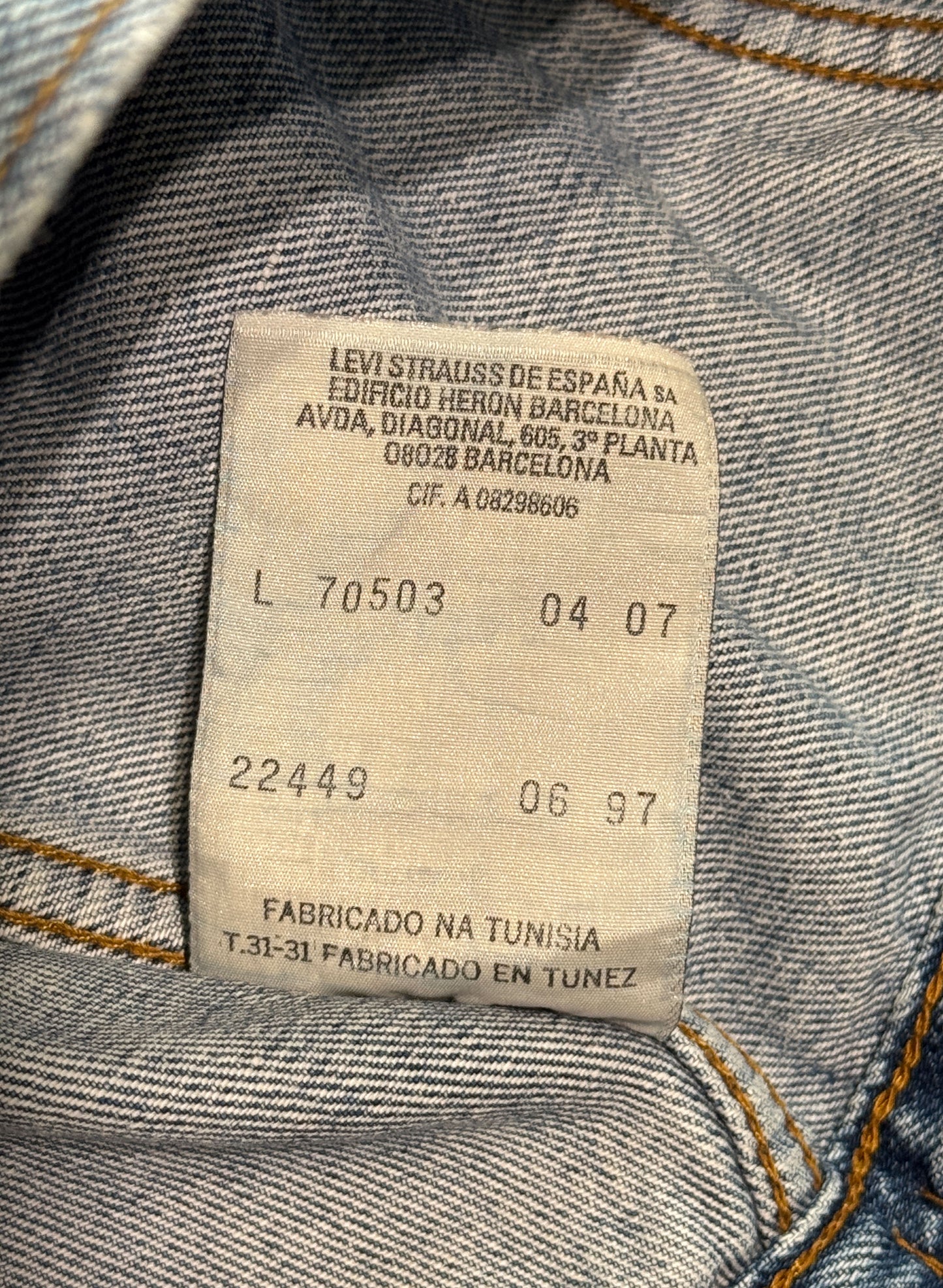 (SUP-467) EURO LEVI'S 70503 04 DENIM JACKET - MADE IN TUNISIA