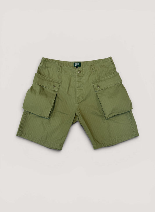 WOODBLOCK W-44 HERRINGBONE CARGO SHORTS OLIVE (WB-26SS-023)