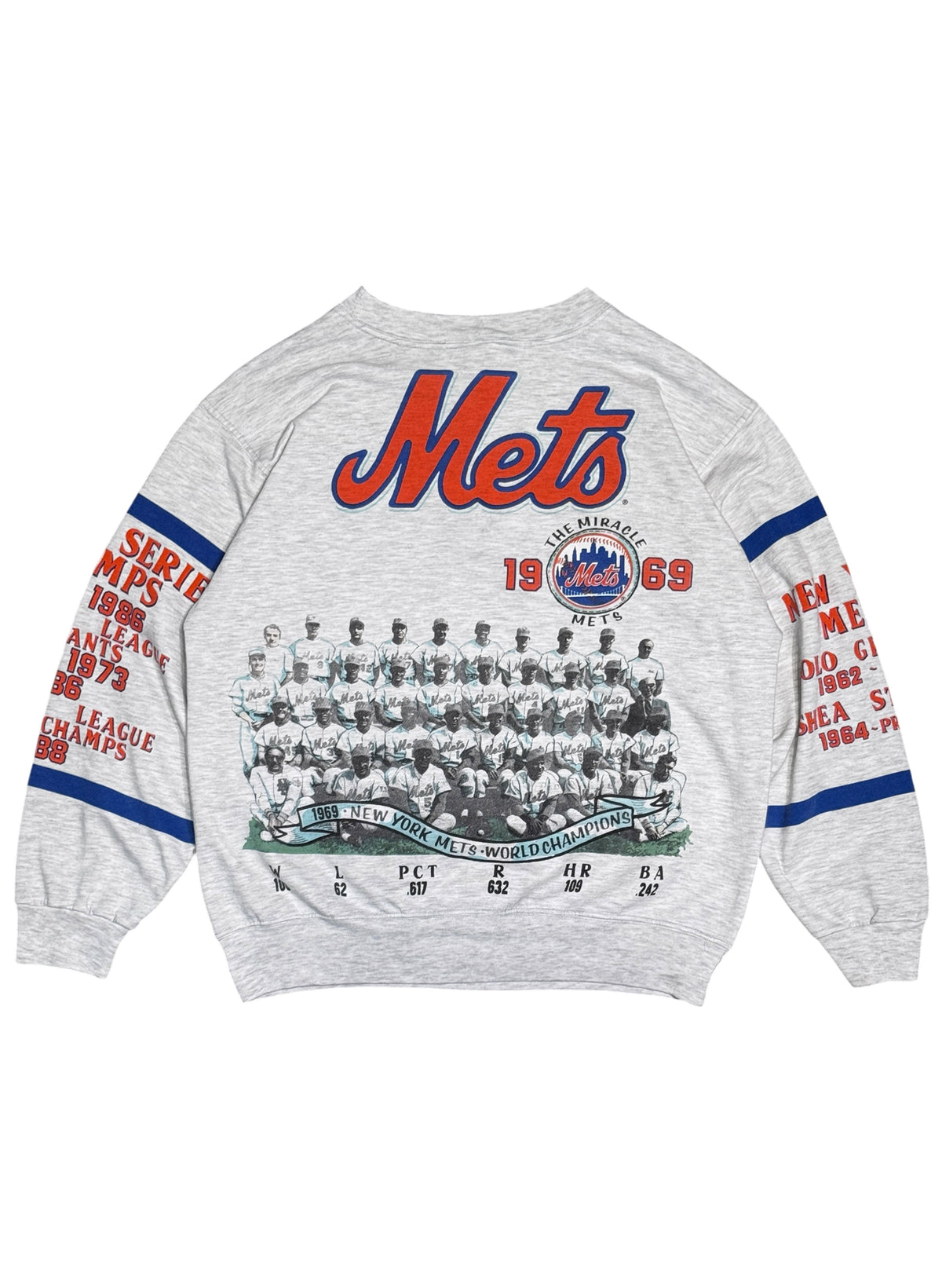 (SUP-882) MLB 1969 NEW YORK METS CREW NECK SWEAT - L - MADE IN U.S.A.