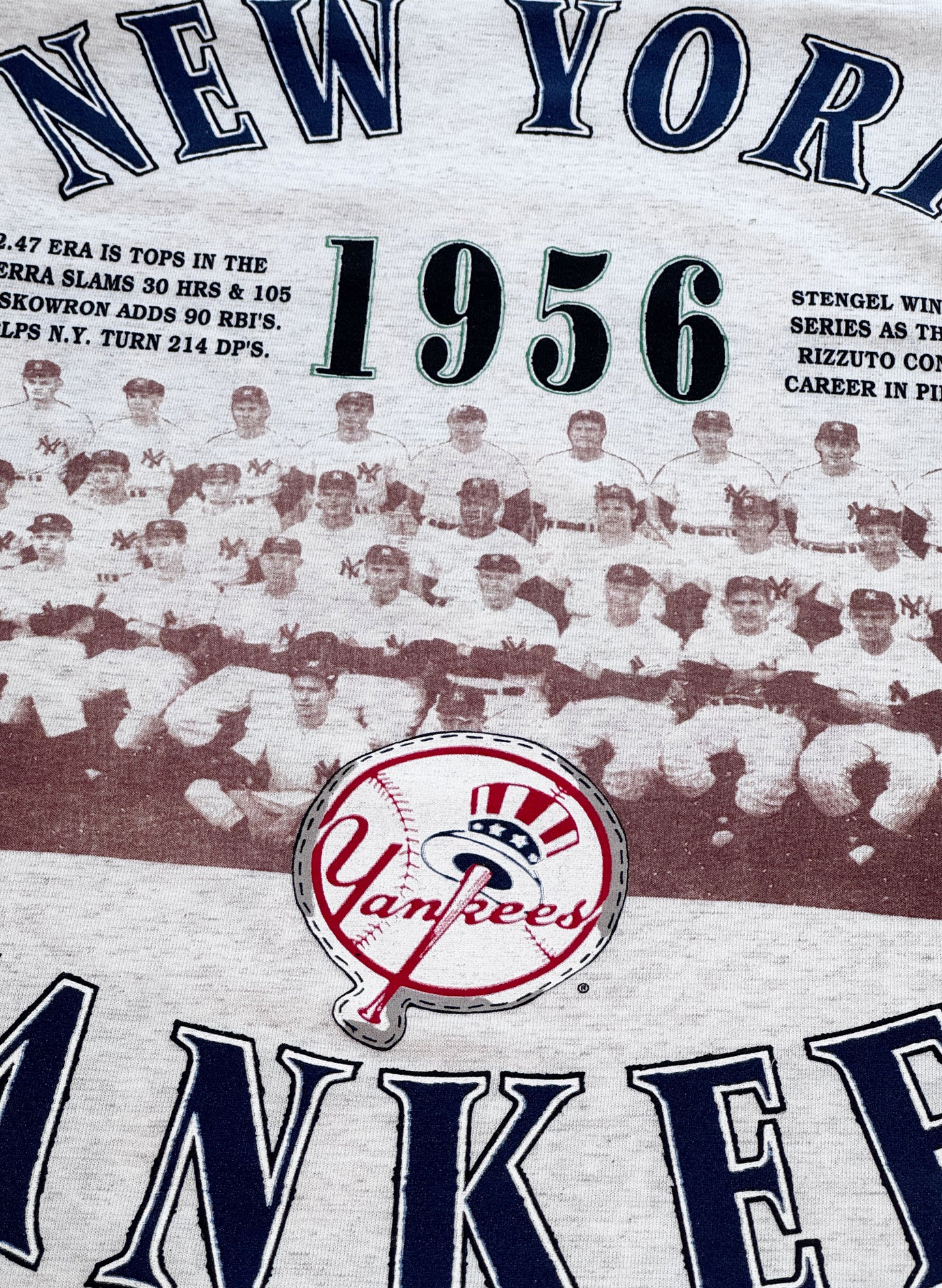 (SUP-759) DEADSTOCK MLB 1956 NEW YORK YANKEES 3/4 SLEEVE TEE - MADE IN U.S.A.