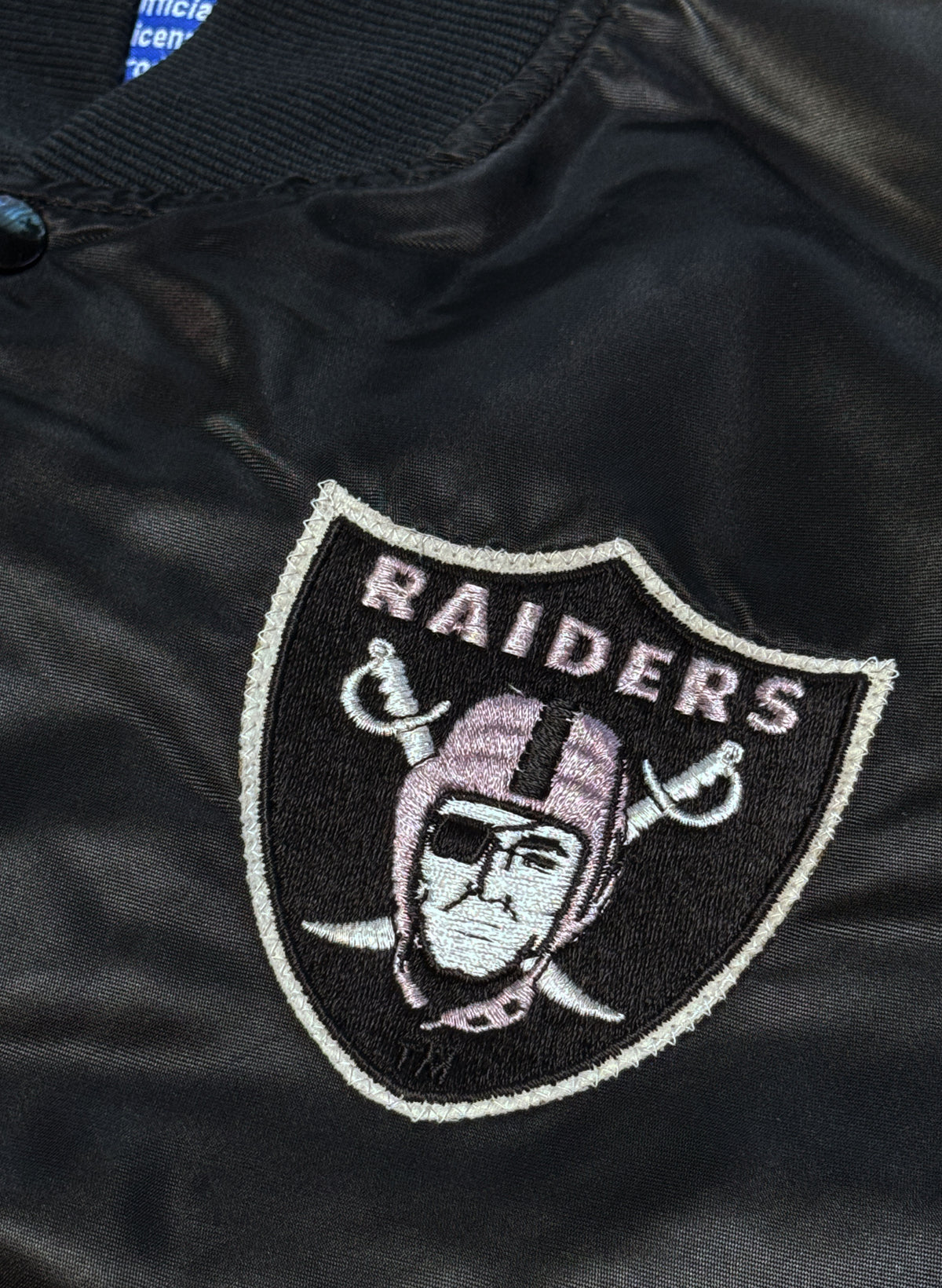 (SUP-855) STARTER NFL "LOS ANGELES" RAIDERS NYLON QUILTING STADIUM JACKET - L - MADE IN U.S.A.