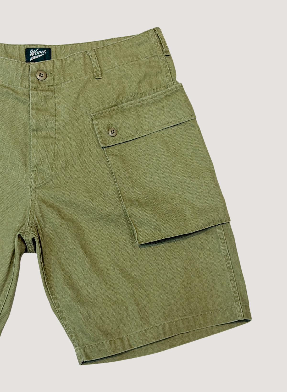 WOODBLOCK W-44 HERRINGBONE CARGO SHORTS OLIVE (WB-26SS-023)