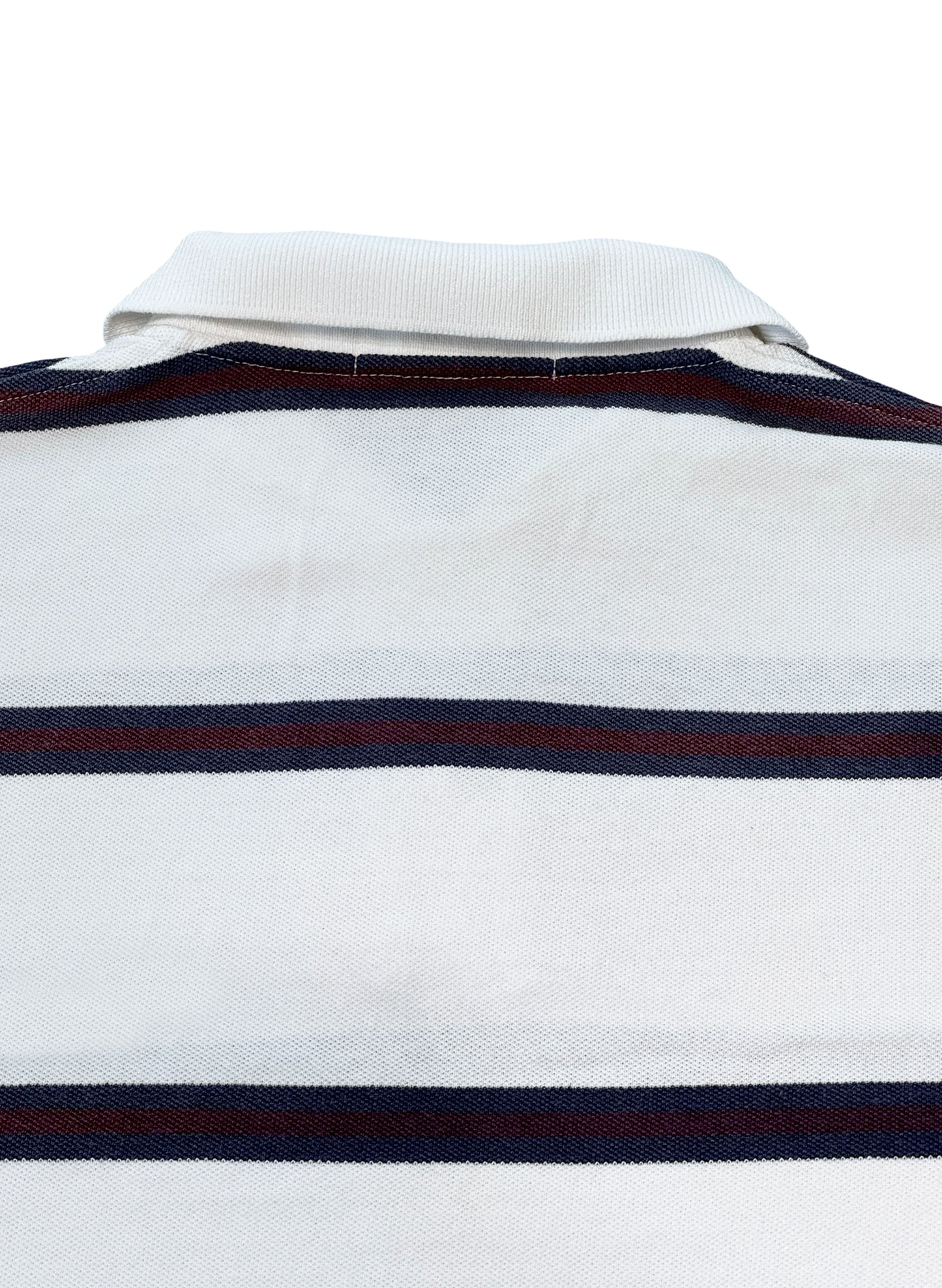 (SUP-700) Polo Ralph Lauren BORDER POLO SHIRT - WHITE/BURGUNDY/NAVY