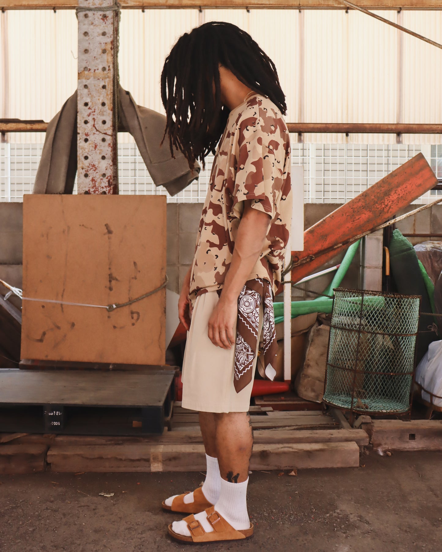 WOODBLOCK WIDE SILHOUETTE POCKET T-SHIRT CHOCOTIP CAMO (WB-26SS-025)