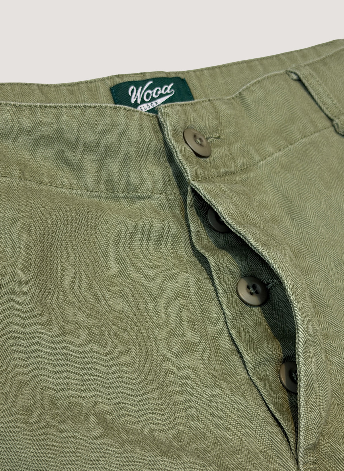 WOODBLOCK W-44 HERRINGBONE CARGO SHORTS OLIVE (WB-26SS-023)