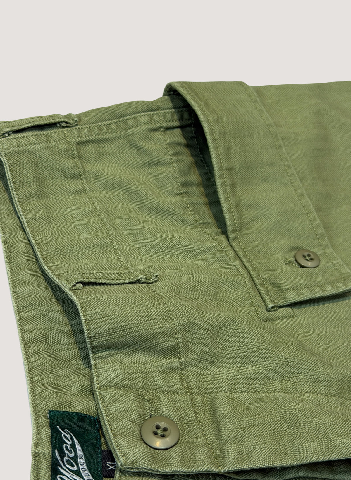WOODBLOCK W-44 HERRINGBONE CARGO SHORTS OLIVE (WB-26SS-023)