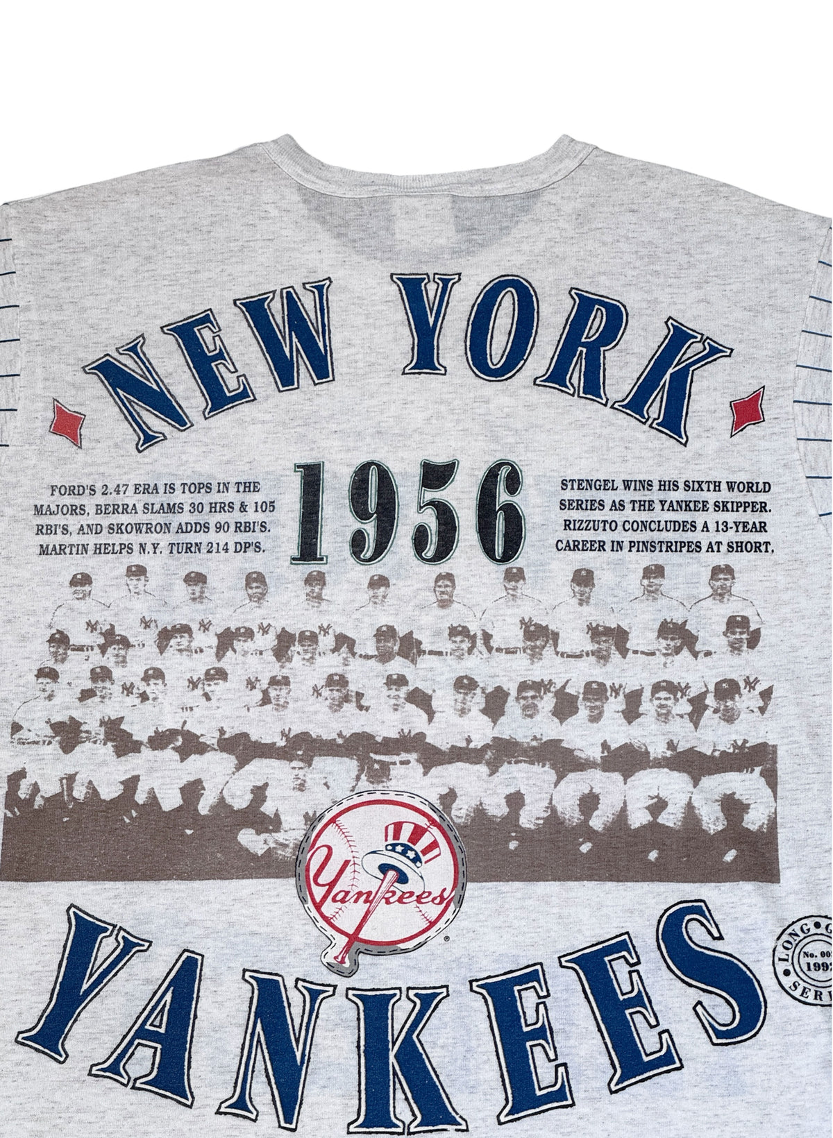 (SUP-854) MLB 1956 NEW YORK YANKEES 3/4 SLEEVE TEE (L) - MADE IN U.S.A.